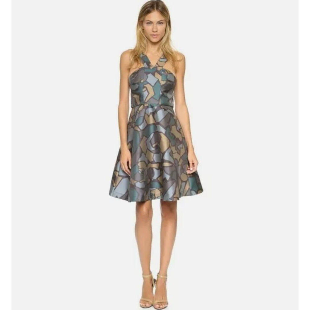 RONNY KOBO Structured Silk Pisella Mosaic A-Line Party Dress Revolve S $336